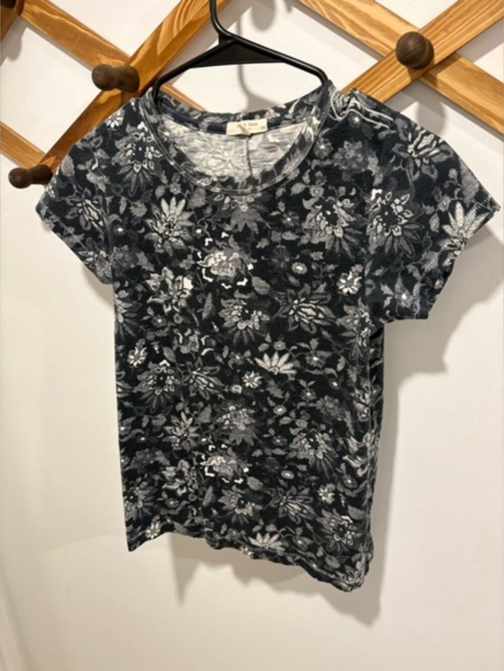 Rag & Bone Wallpaper Printed Crewneck Tee Short Sleeve Black Grey Small - Picture 6 of 7